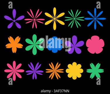 Set di forme geometriche astratte. Fiori geometrici Illustrazione Vettoriale