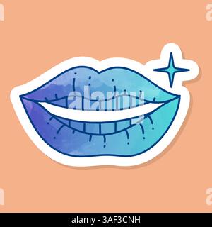 Adesivo colorato sorridente per bocca e denti Illustrazione Vettoriale