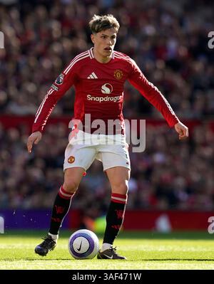 Manchester, Regno Unito. 6 aprile 2025. Alejandro Garnacho del Manchester United durante la partita Manchester United vs Manchester City Premier League all'Old Trafford, Manchester. Il credito per immagini dovrebbe essere: Andrew Yates/Sportimage Credit: Sportimage Ltd/Alamy Live News Foto Stock