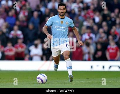 Manchester, Regno Unito. 6 aprile 2025. İlkay Gündoğan del Manchester City durante la partita Manchester United vs Manchester City Premier League all'Old Trafford, Manchester. Il credito per immagini dovrebbe essere: Andrew Yates/Sportimage Credit: Sportimage Ltd/Alamy Live News Foto Stock