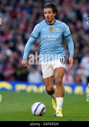 Manchester, Regno Unito. 6 aprile 2025. Jack Grealish del Manchester City durante la partita Manchester United vs Manchester City Premier League all'Old Trafford, Manchester. Il credito per immagini dovrebbe essere: Andrew Yates/Sportimage Credit: Sportimage Ltd/Alamy Live News Foto Stock