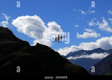Viaggio in elicottero, grande Caucaso, Kazbegi, Georgia Foto Stock