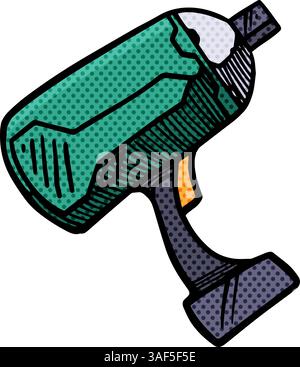icona del conducente di impatto elettrico illustrazione vettoriale di mezzitoni disegnata a mano strumento per la lavorazione del legno Illustrazione Vettoriale