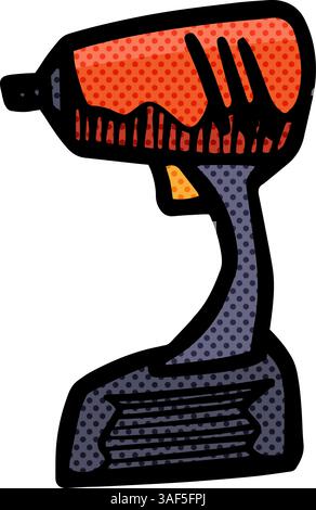 icona del conducente di impatto elettrico illustrazione vettoriale di mezzitoni disegnata a mano strumento per la lavorazione del legno Illustrazione Vettoriale