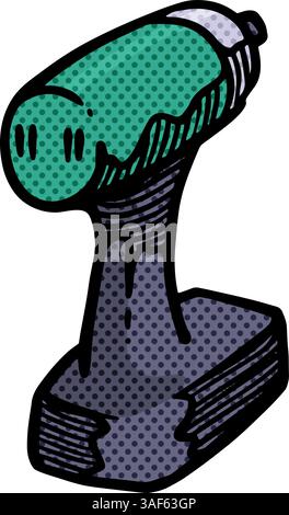 icona del conducente di impatto elettrico illustrazione vettoriale di mezzitoni disegnata a mano strumento per la lavorazione del legno Illustrazione Vettoriale