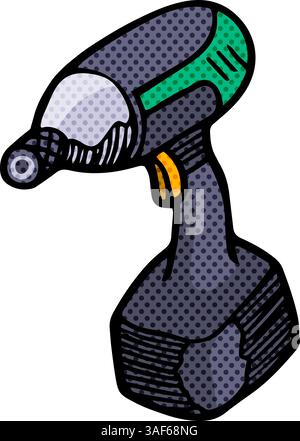 icona del conducente di impatto elettrico illustrazione vettoriale di mezzitoni disegnata a mano strumento per la lavorazione del legno Illustrazione Vettoriale