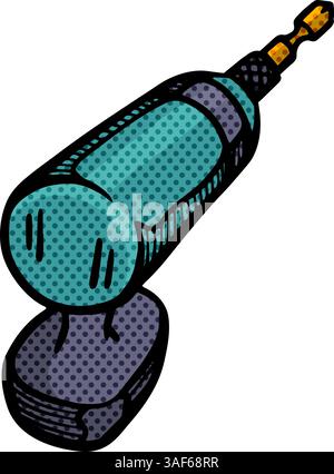 icona del conducente di impatto elettrico illustrazione vettoriale di mezzitoni disegnata a mano strumento per la lavorazione del legno Illustrazione Vettoriale