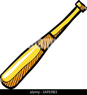 Icona mezzitoni mazza da baseball illustrazione vettoriale di colore disegnata a mano Illustrazione Vettoriale