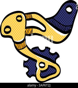 Icona mezzitoni deragliatore posteriore illustrazione vettoriale a colori disegnata a mano Illustrazione Vettoriale