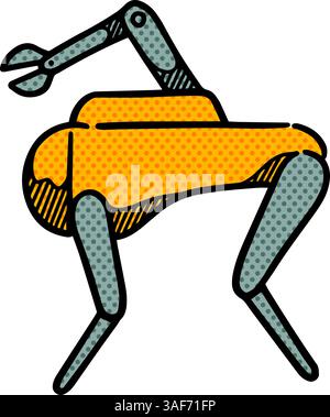 Illustrazione vettoriale mezzitoni icona robot animale intelligente Illustrazione Vettoriale
