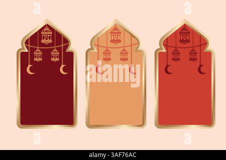 Set di elementi finestra islamica per eid al fitr. Illustrazione vettoriale Illustrazione Vettoriale