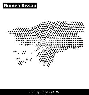 Questa visuale mostra un contorno punteggiato della Guinea Bissau, enfatizzando la sua forma distintiva e le isole circostanti in uno stile creativo. Illustrazione Vettoriale