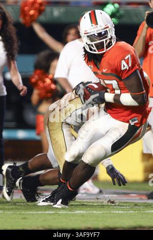 17 settembre 2009: Laron Byrd wide receiver dei Miami Hurricanes (immagine di credito: SGM/ZUMAPRESS.com) Foto Stock