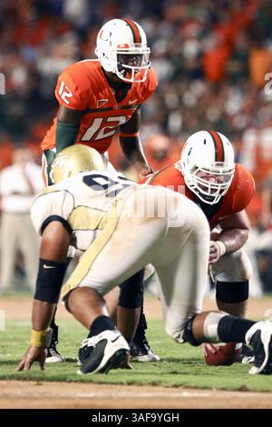 17 settembre 2009: Quarterback dei Miami Hurricanes Jacory Harris (immagine di credito: SGM/ZUMAPRESS.com) Foto Stock