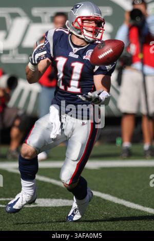 20 settembre 2009: New England Patriots #11 Julien Edelman riceve. I New York Jets sconfissero i New England Patriots 16-9 al Giants Stadium di Rutherford, New Jersey (Credit Image: SGM/ZUMAPRESS.com) Foto Stock