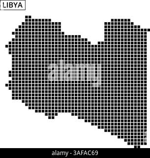 Una mappa dettagliata che delinea le caratteristiche geografiche della Libia, evidenziandone i confini e le aree significative, concentrandosi sulla rappresentazione fisica. Illustrazione Vettoriale