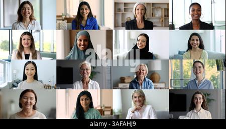 Molte donne multiculturali giovani e anziane affrontano la vista Foto Stock