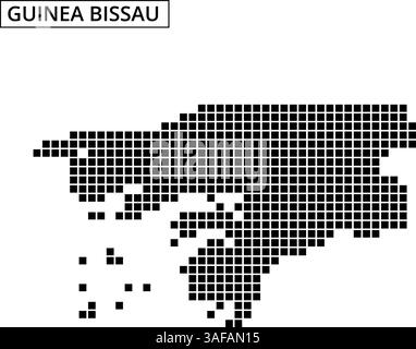 Questa visuale mostra un contorno punteggiato della Guinea Bissau, enfatizzando la sua forma distintiva e le isole circostanti in uno stile creativo. Illustrazione Vettoriale