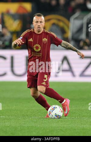 6 apr 2025, Stadio Olimpico, Roma, Italia; partita di calcio Enilive di serie A; Roma contro Juventus; Angelino di AS Roma Foto Stock
