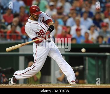 8 luglio 2012 - Washington, DC, USA - i Washington Nationals hanno lasciato Michael Morse (38) contro i Chicago Cubs nel primo inning al Nationals Park di Washington, D.C., mercoledì 5 settembre 2012. (Immagine di credito: © Chuck Myers/MCT/ZUMAPRESS.com) Foto Stock