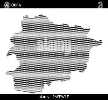 I confini di Andorra sono illustrati in un unico formato pixelato, evidenziando chiaramente la forma e la geografia del paese. Illustrazione Vettoriale