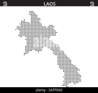 I contorni tratteggiati della mappa del Laos sono presentati con linee astratte fluenti sullo sfondo, enfatizzando le caratteristiche geografiche. Illustrazione Vettoriale
