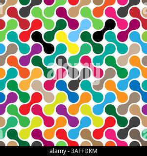 Una vivace esposizione di forme intrecciate in più colori crea un accattivante motivo astratto, che mette in mostra un design artistico. Illustrazione Vettoriale