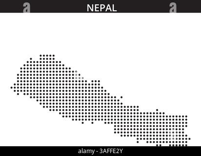 Una mappa del Nepal che illustra il profilo e i dettagli geografici del paese, sottolineando i confini e la forma. Illustrazione Vettoriale