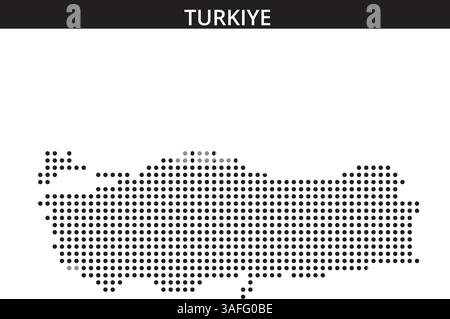 Mappa dettagliata della Turchia creata utilizzando un disegno punteggiato, evidenziando la forma e i confini geografici del paese. Illustrazione Vettoriale