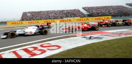 15 aprile 2012; Shanghai, CINA; Fernando Alonso di Spagna e Ferrari guida durante il Gran Premio di Formula 1 cinese al circuito internazionale di Shanghai. (Immagine di credito: © Yijiang Guo/Osports tramite filo ZUMA) Foto Stock