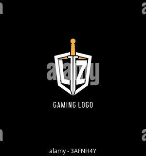 Logo LZ Letter con logo vettoriale ispirato al design di scudi e spada Illustrazione Vettoriale