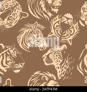 Animali sullo sfondo senza interruzioni. disegno a mano. Non ai, illustrazione vettoriale Illustrazione Vettoriale