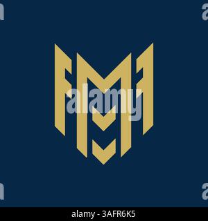 Modello logo lettera m o mm o mmf, icona concetto logotipo monogramma. Illustrazione Vettoriale