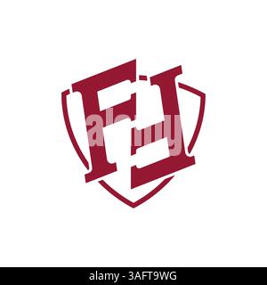 Lettera iniziale: Icona Shield FF modello di progettazione del logo Illustrazione Vettoriale
