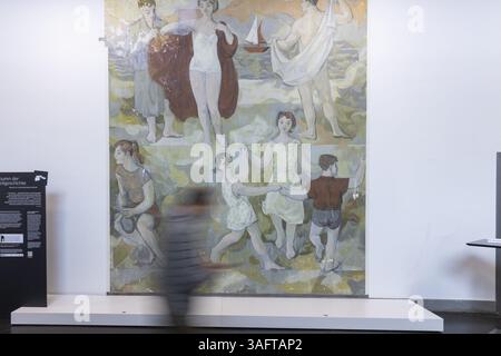 The partial uncovering of the early work in the Deutsches Hygiene-Museum has been completed In the south stairwell foyer of the Deutsches Hygiene-Muse Stock Photo