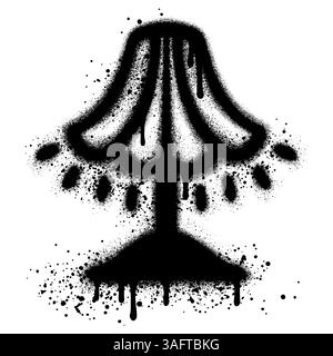 Lampada da tavolo Graffiti verniciata in nero su sfondo bianco. Illustrazione Vettoriale