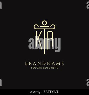 Logo KA monogramma moderno di lusso per lo studio legale con grafica vettoriale stile icona pilastro Illustrazione Vettoriale