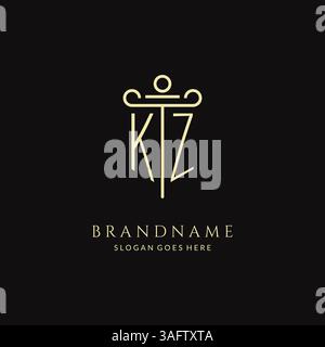 Logo KZ monogramma moderno di lusso per lo studio legale con grafica vettoriale stile icona pilastro Illustrazione Vettoriale