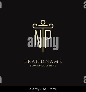 Esclusivo e moderno logo NP monogramma per studio legale con grafica vettoriale stile icona pilastro Illustrazione Vettoriale