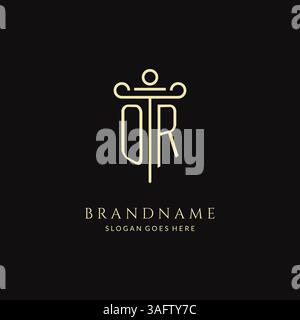 Elegante monogramma O logo moderno per studi legali con grafica vettoriale in stile icona pilastro Illustrazione Vettoriale