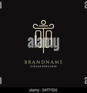 Logo OO monogramma moderno di lusso per lo studio legale con grafica vettoriale stile icona pilastro Illustrazione Vettoriale