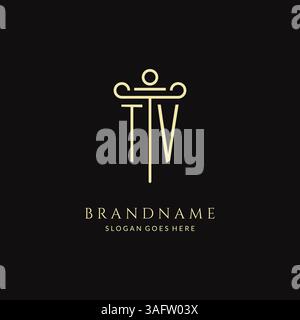 Elegante e moderno logo TV monogramma per studio legale con grafica vettoriale stile icona pilastro Illustrazione Vettoriale