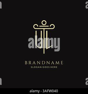 Logo UL monogramma moderno di lusso per lo studio legale con grafica vettoriale stile icona pilastro Illustrazione Vettoriale