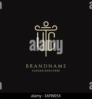 Logo UC monogramma moderno di lusso per lo studio legale con grafica vettoriale in stile icona pilastro Illustrazione Vettoriale