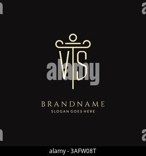 Logo VS monogramma moderno di lusso per lo studio legale con grafica vettoriale stile icona pilastro Illustrazione Vettoriale