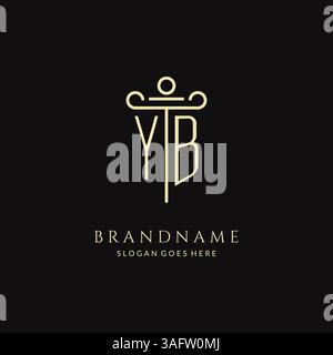 Elegante e moderno logo YB monogramma per studio legale con grafica vettoriale stile icona pilastro Illustrazione Vettoriale