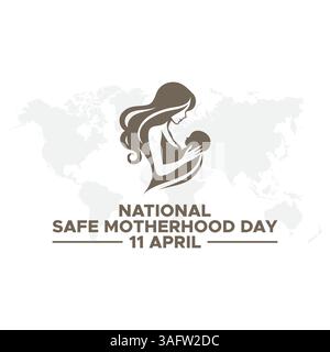 National Safe Motherhood Day 11 aprile, Social Media Design Vector Templates, Family, Love, Home, Just Born Illustrazione Vettoriale
