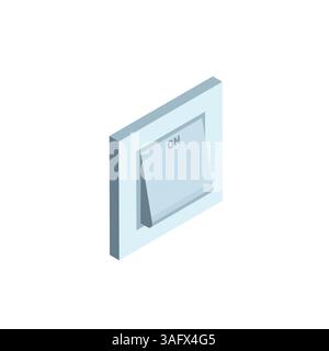 interruttore a parete isometrico a colori su sfondo bianco, interruttore a parete isometrico a colori su sfondo bianco, accensione del dispositivo elettrico o della lampada Illustrazione Vettoriale