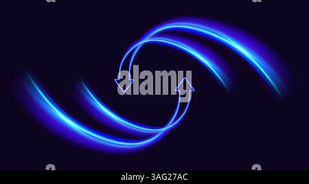 Girano due frecce. Aggiornare il software. Icona di sincronizzazione. Aggiornamento del concetto di versione del programma per computer. Frecce di circolazione in movimento. Scambio e denaro Illustrazione Vettoriale