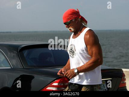 25 maggio 2008 - St. Petersburg, Florida, Stati Uniti - HULK HOGAN, sulla scena di un incidente stradale che ha coinvolto la sua famiglia sulle corsie nord del Bayside Bridge nella contea di Pinellas. La Florida Highway Patrol dice che la ventenne Brooke Bollea, figlia di Hogan, si è scontrata con un altro veicolo sul Bayside Bridge domenica, chiudendo le corsie verso nord per ore. Nessuno è rimasto ferito nell'incidente. Hogan, il cui vero nome e' Terry Bollea, era sulla scena. Ma il rapporto FHP dice che non era nel veicolo al momento dell'incidente. FHP dice che l'altro driver, il diciannovenne Ronald Gallmon, ha tentato di cambiare lan Foto Stock